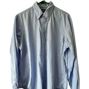 Ralph Lauren Men's Button Down Shirt Custom Fit Light Blue Gingham Size L‎ Pony